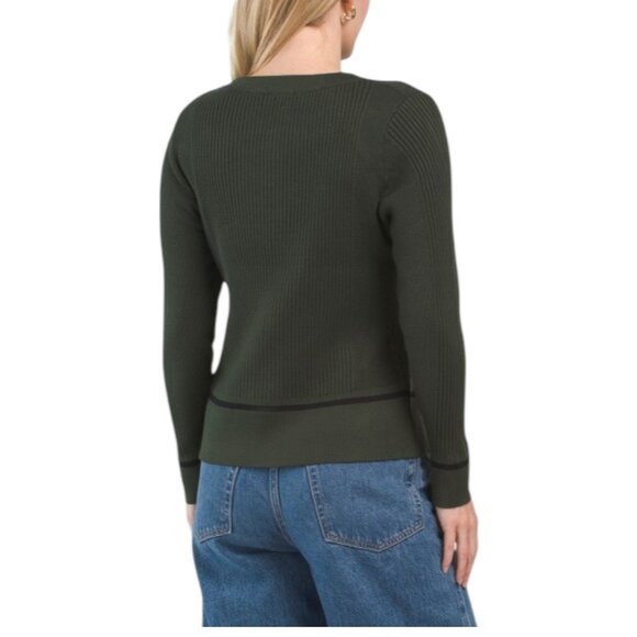 RIO & RIAN Crew Neck Long Sleeve Zipper Front Cardigan - Picture 2 of 2